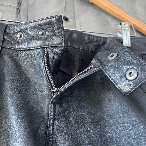 ALL SAINTS Italian Leather Low Rise Moto Pants - Picture 4 of 12